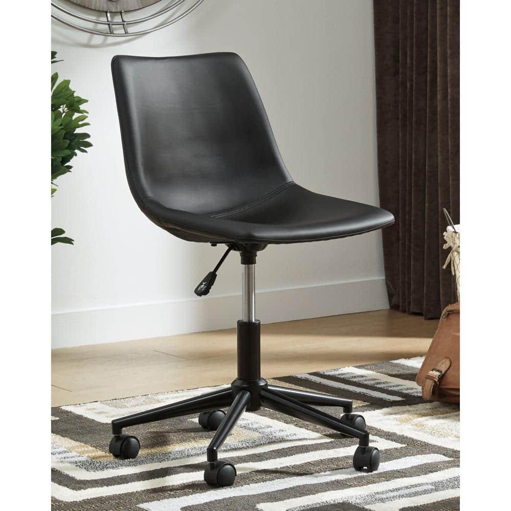 Program Home Office Swivel Desk Chair Black - Signature Design by Ashley: Faux Leather, Armless, With Wheels