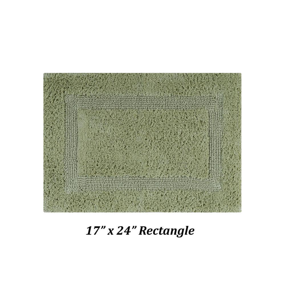 Better Trends Lux 100% Cotton Tufted Solid Reversible Bath Rug Set 2 PC (17" x 24" | 21" x 34") - Sage