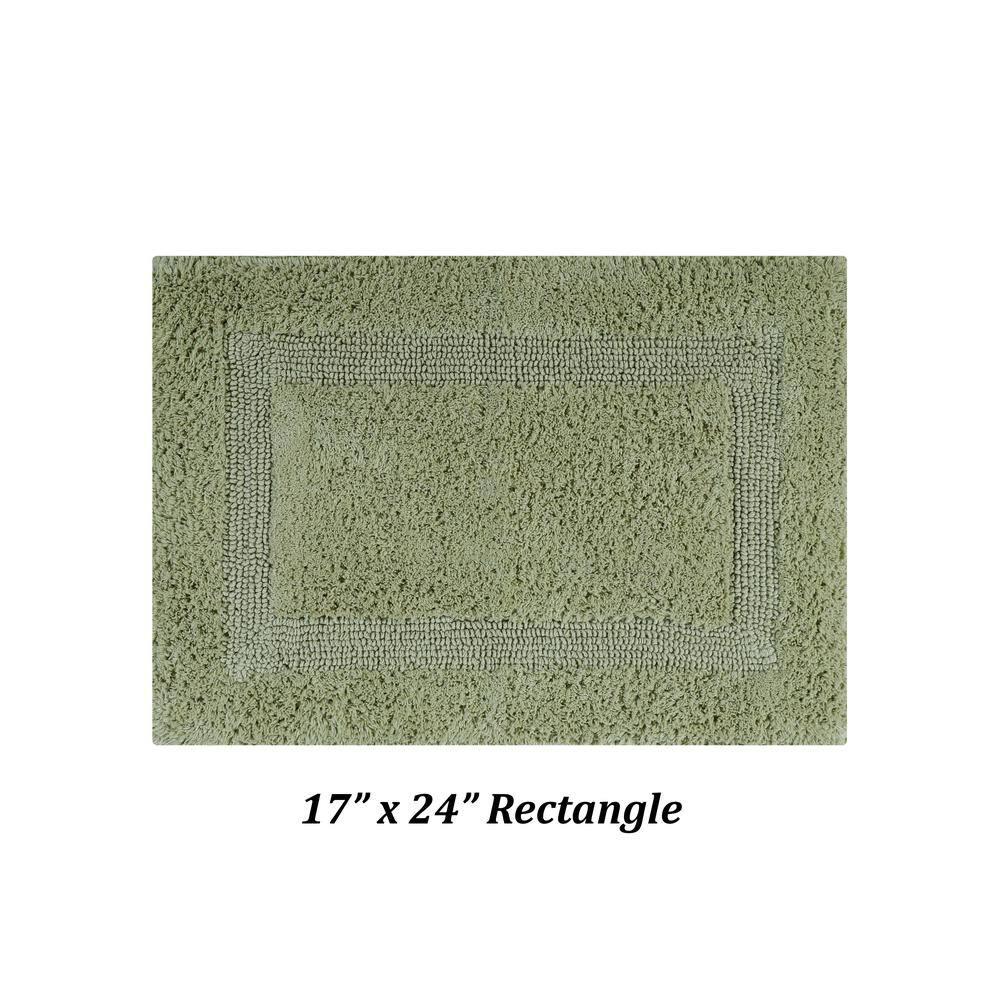 Better Trends Lux 100% Cotton Tufted Solid Reversible Bath Rug Set 2 PC (17" x 24" | 17" x 24") - Sage