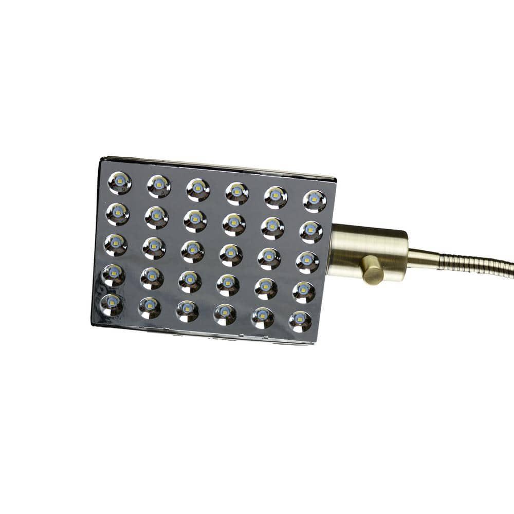 Daylight24 56” 1-Light Antique Brass Cordless Floor Lamp with Adjustable Gooseneck