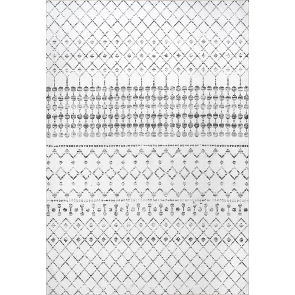 Nuloom Blythe Trellis 8x10 Machine Washable Indoor Area Rug for Living Room Bedroom Dining Room Kitchen, Grey/Off White