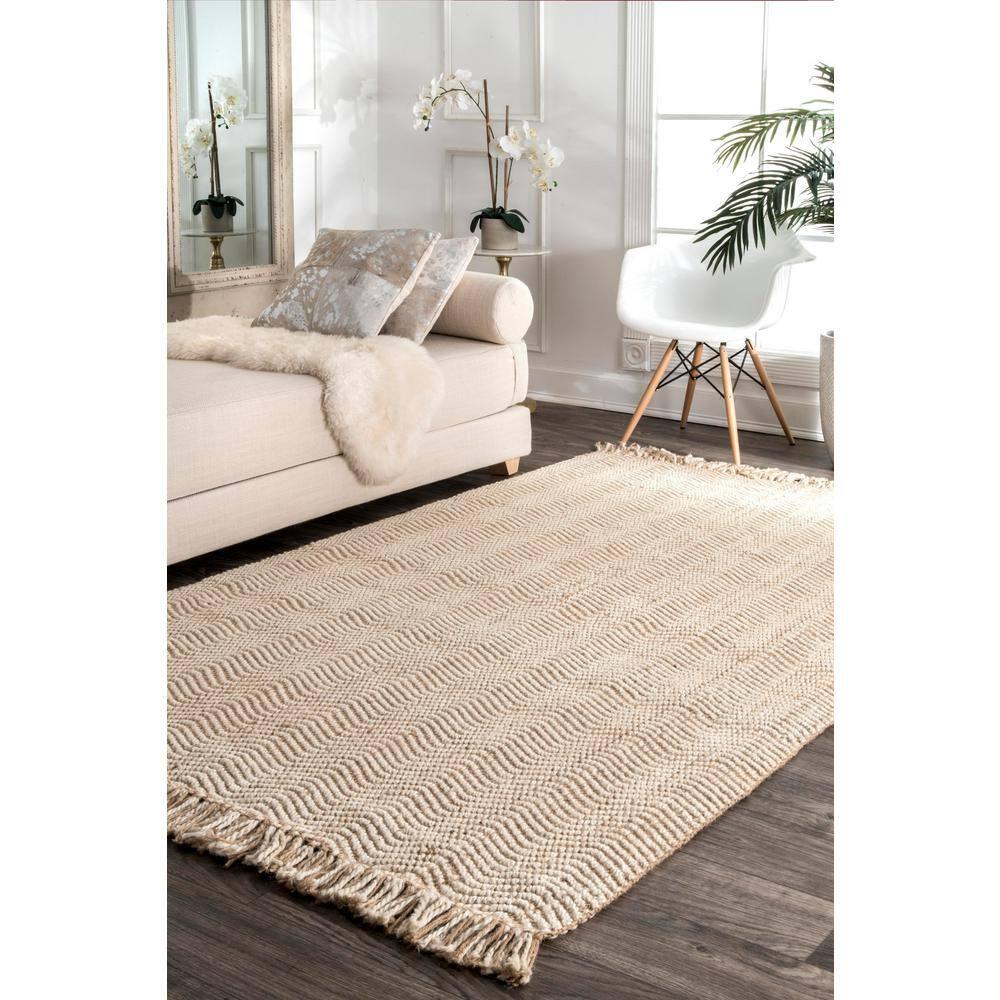 3'x5' Hand Woven Don Jute with Fringe Area Rug Brown - nuLOOM: Indoor Low Pile Rectangle, Stripe Pattern, Spot Clean