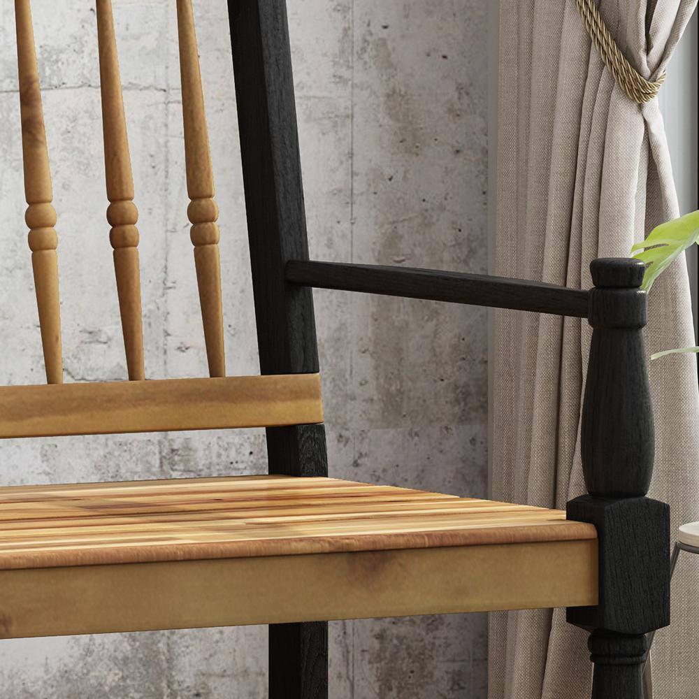 GDF Studio Kuhn Indoor/Outdoor Acacia Wood Bench with Shelf, Teak and Black