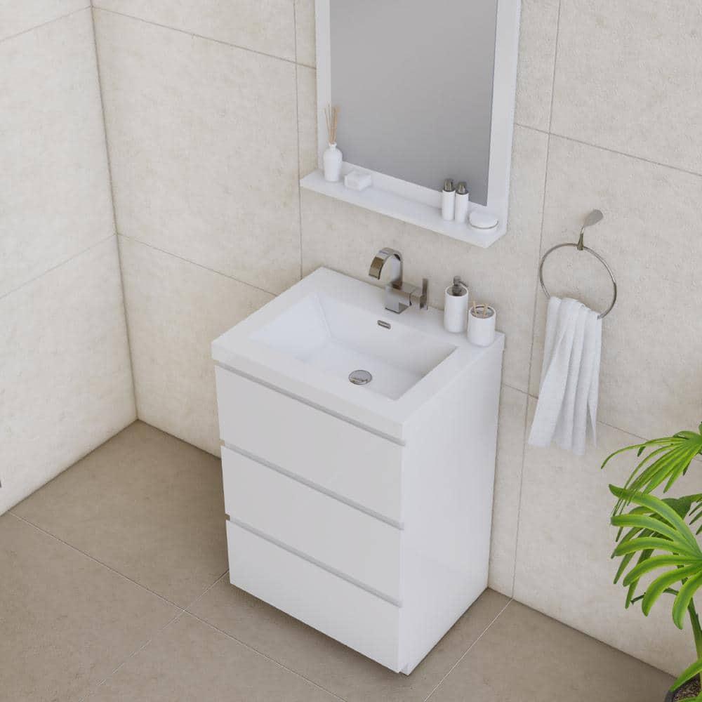 Alya Bath Paterno 24" Modern Wood Freestanding Bathroom Vanity in White