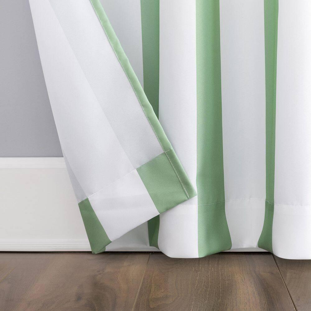 108"x54" Valencia Cabana Striped Indoor/Outdoor UV Protectant Room Darkening Grommet Curtain Panel Spa Green - Sun Zero