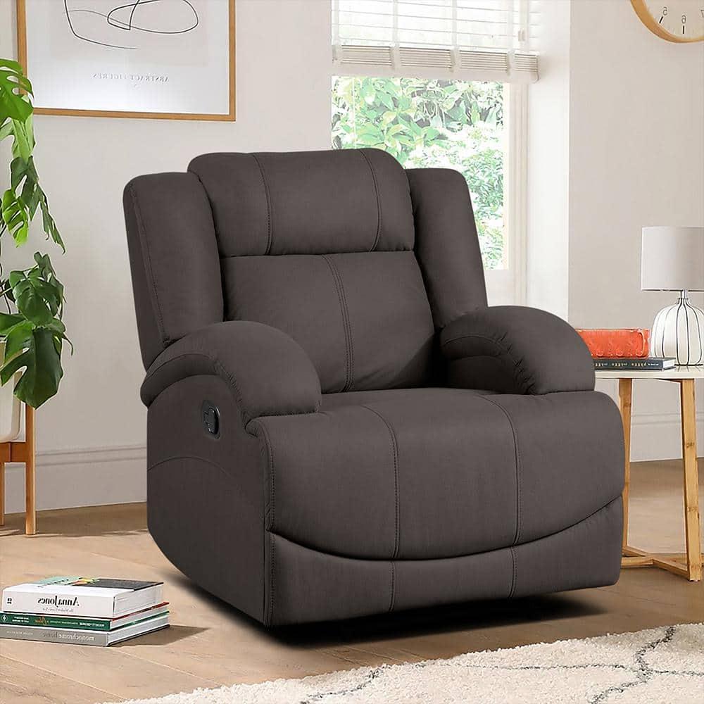 Lexicon Camryn Traditional Wood and Microfiber Reclining Chair in Chocolate