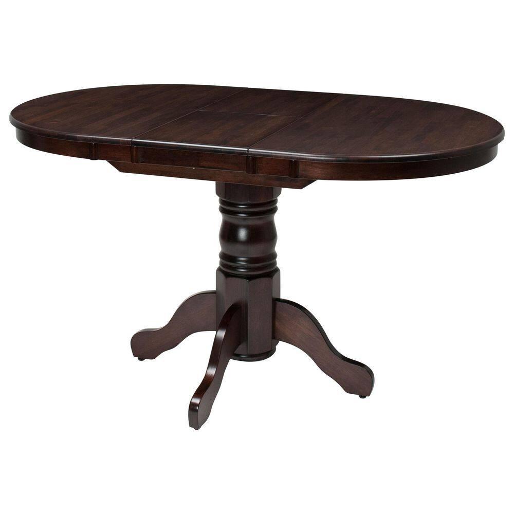 CorLiving Dillon Cappuccino Extendable Oval Dining Table with Wood Pedestal Base