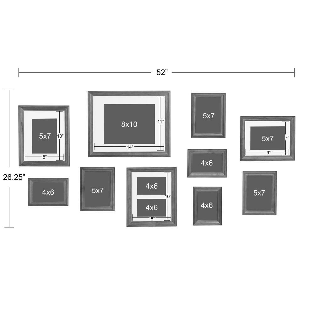 10pc Bordeaux Frame Box Set Natural Rustic/Charcoal Gray - Kate & Laurel All Things Decor: Wall Display, Multi-Size, Wood