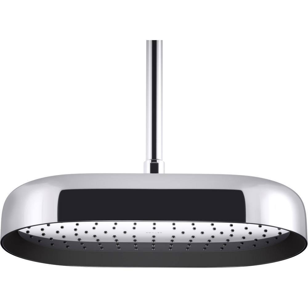 Statement 14" Single-Function Wall or Ceiling-Mount Round Rainhead, Oblong Rain Showerhead 2.5 GPM