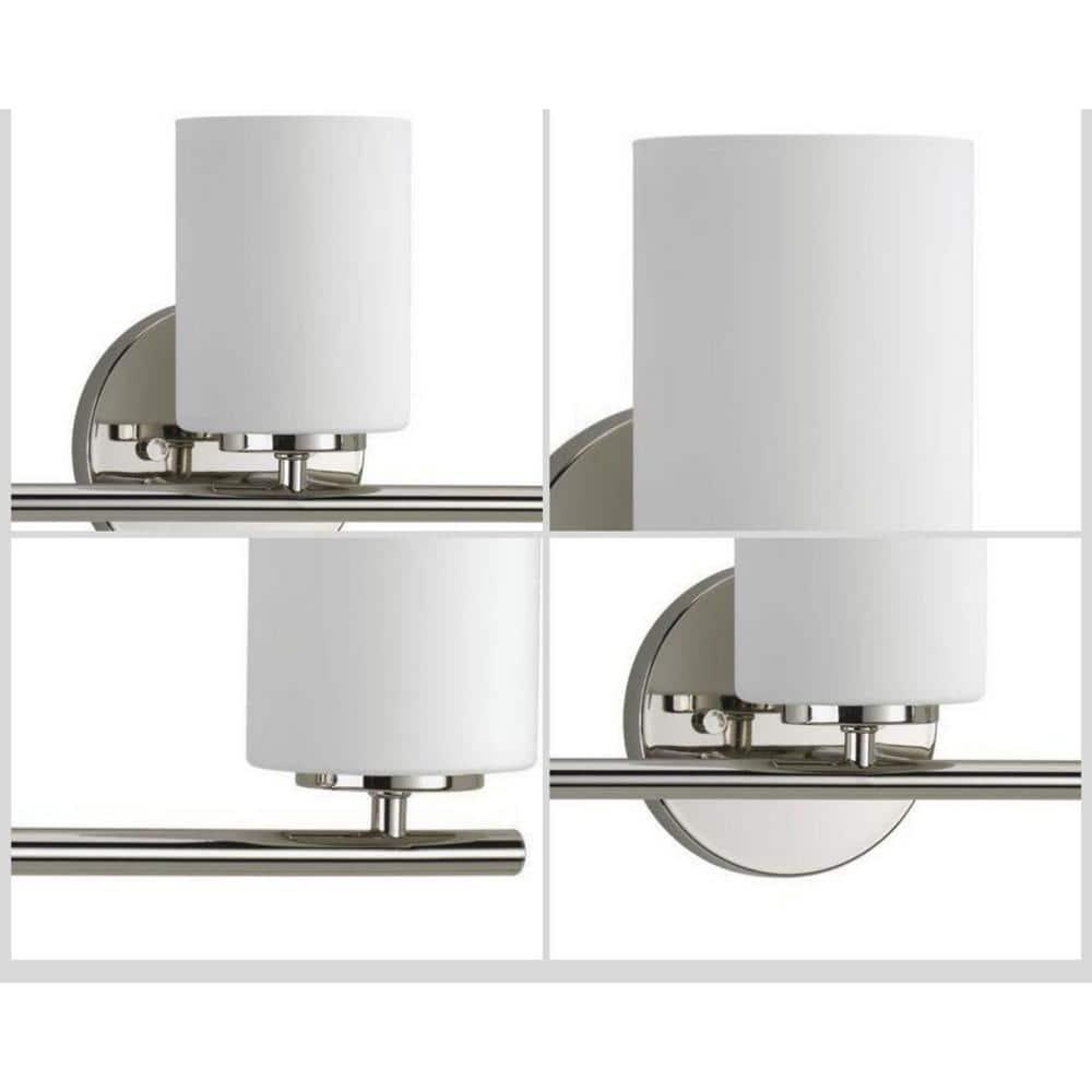 Progress Lighting Replay Collection 3-Light Bath Vanity, Polished Nickel, Shade Included