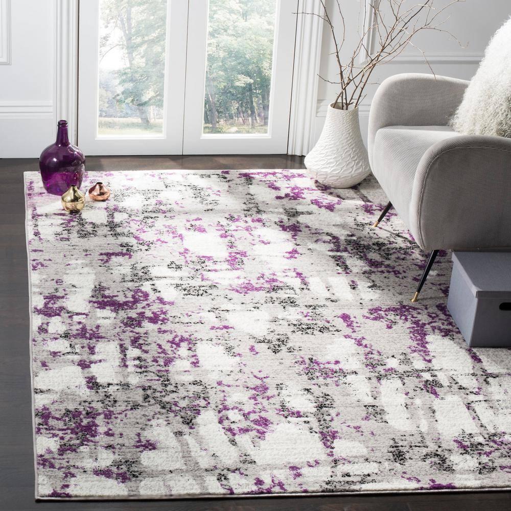 Skyler SKY193 Power Loomed Indoor Area Rug - Grey/Purple - 4'x6' - Safavieh