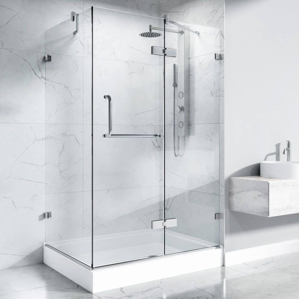 Monteray 48" W x 32" D x 79" H Hinged Frameless Shower Enclosure with 3/8Clear Glass & Base