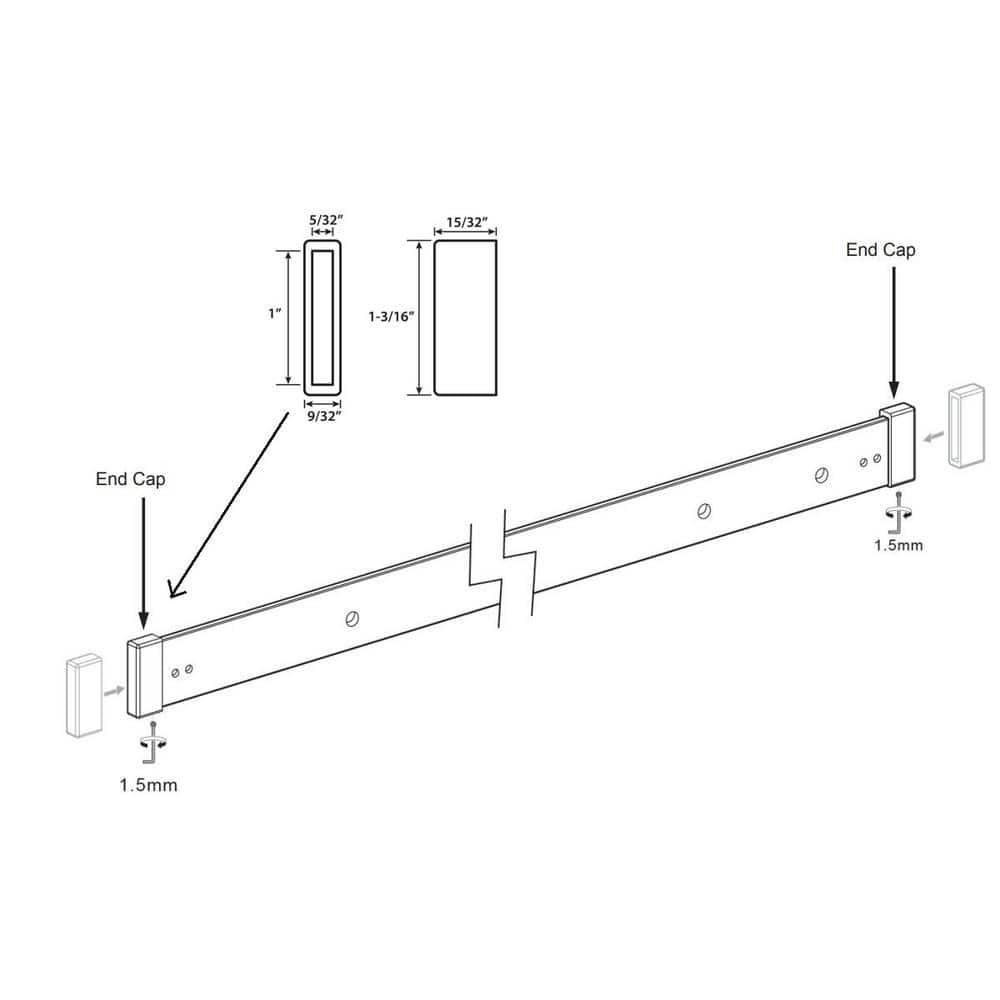 American Pro Decor 8 ft Solid Steel Mini Sliding Rolling Barn Door Hardware Kit for Double Wood Doors (2-Piece)