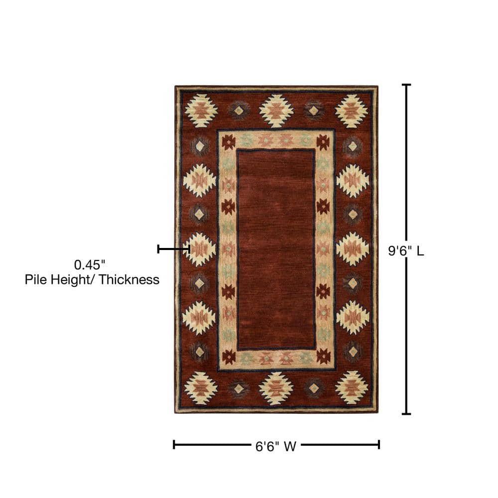 Alora Decor 6'6"x9'6" Ryder Southwest Border Rectangle Area Rug Burgundy