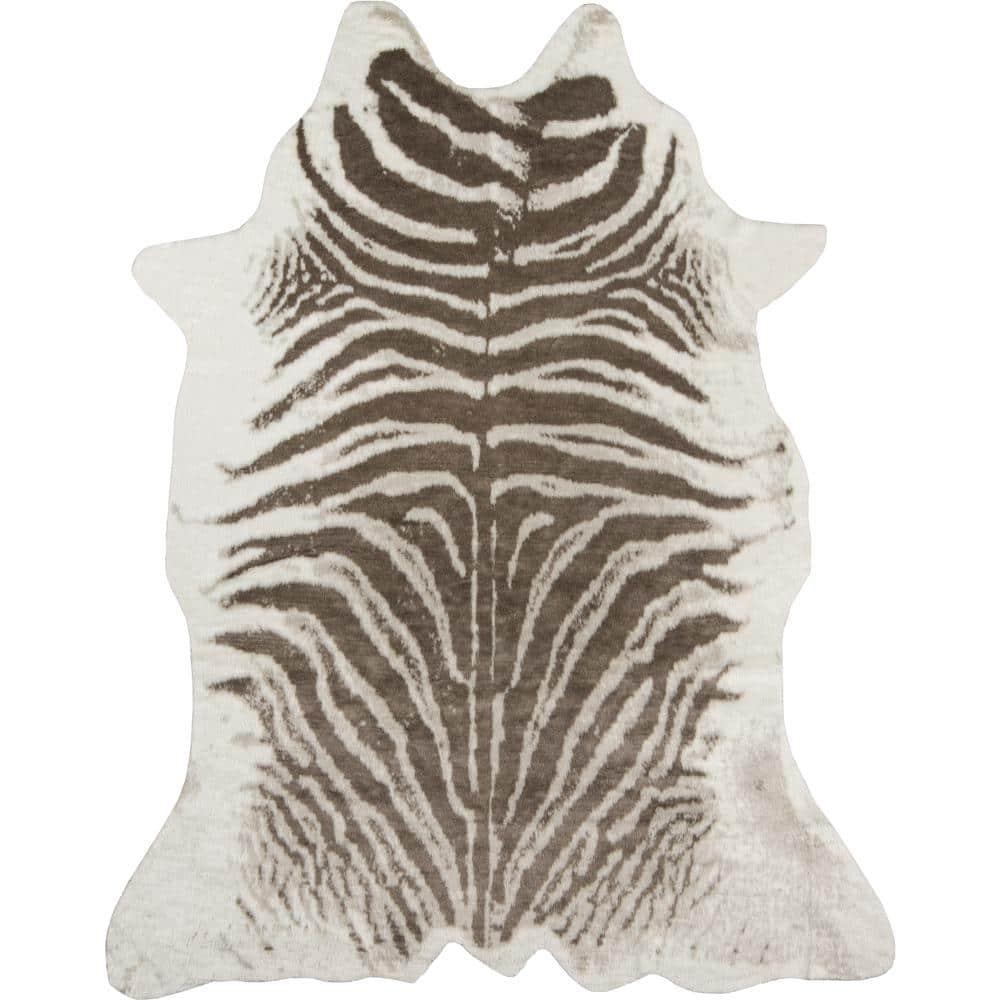 5'3"X7'10" Zebra Loomed Novelty Area Rug Gray - Erin Gates By Momeni: Luxury Animal Print, Indoor Low Pile Rug