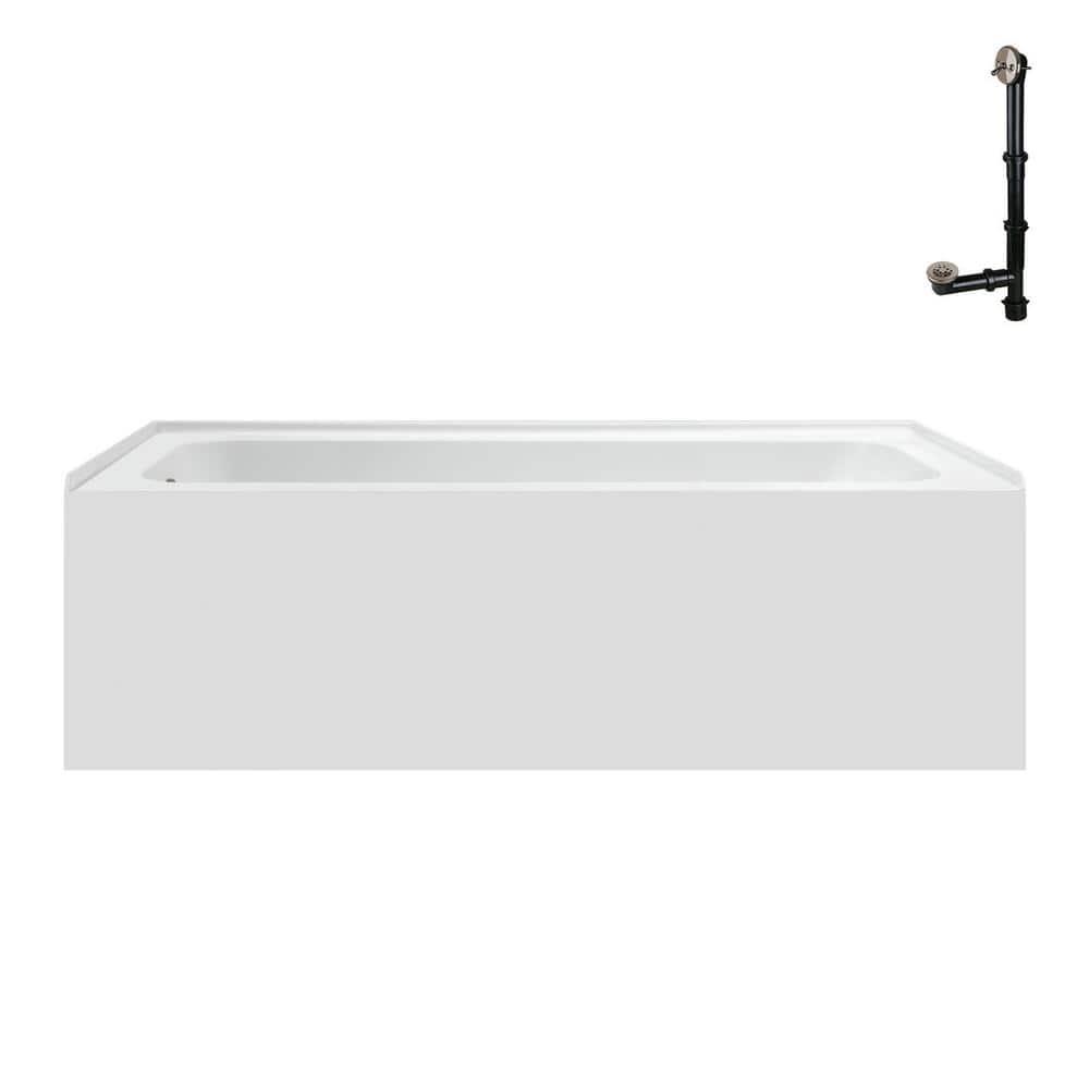 Streamline 60 in. x 30 in. Acrylic Left-Hand Drain Alcove Bathtub in Glossy White With External Drain