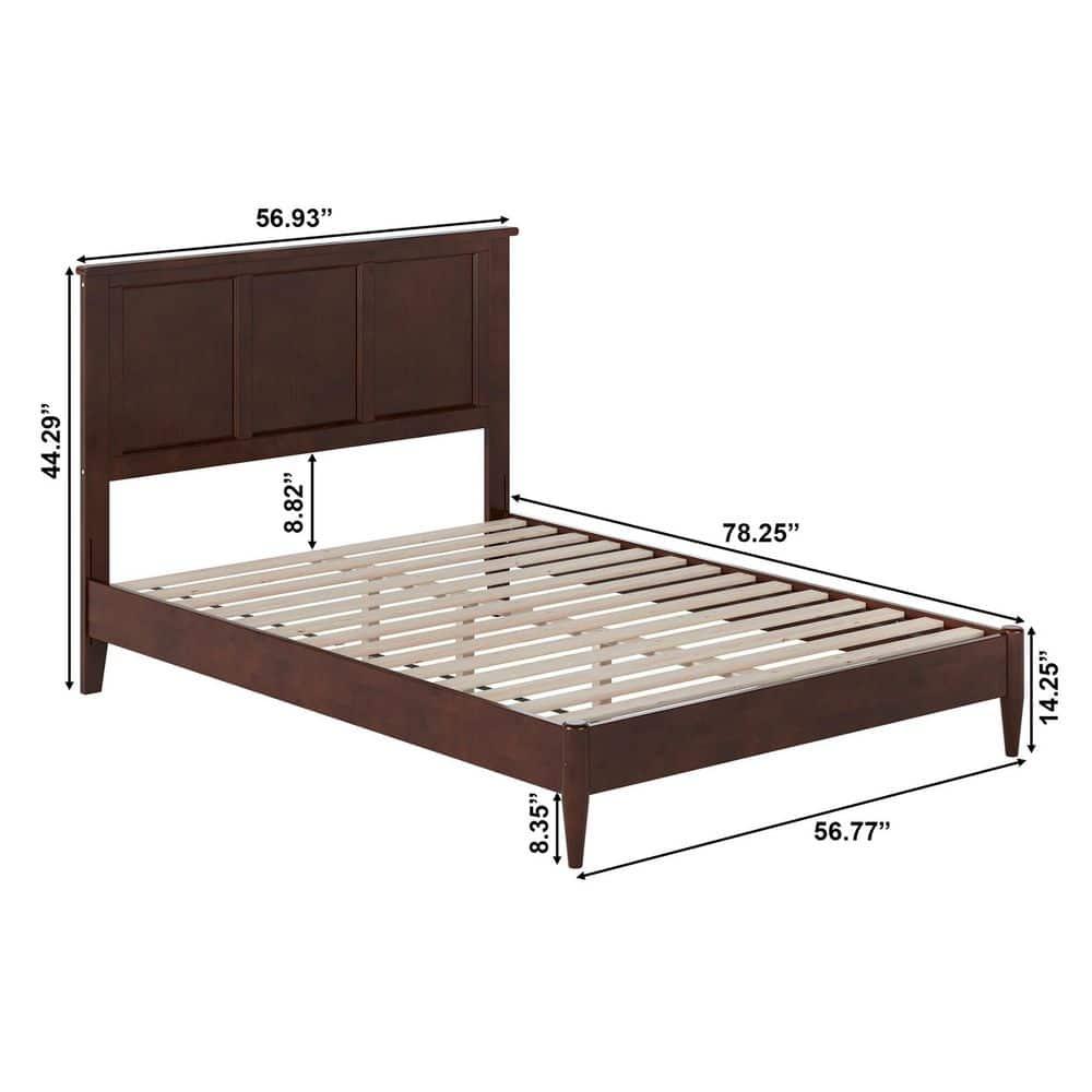 AFI Charlotte Full Solid Wood Low Profile Platform Bed, Walnut