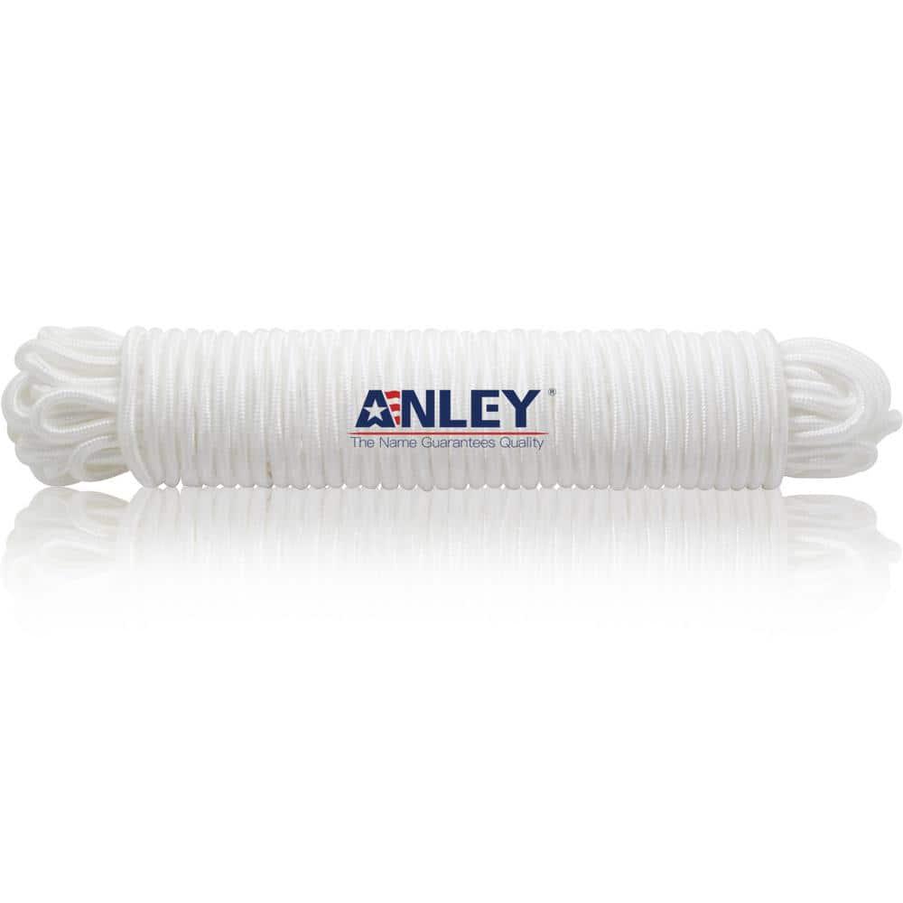 Anley 50 Ft Flag Halyard Rope (1/4 In), Suitable for Climbing, Swing, Camping Tent, Clothesline and Boats - Double Braided, Compatible with Flagpoles Up To 25 Feet (White)