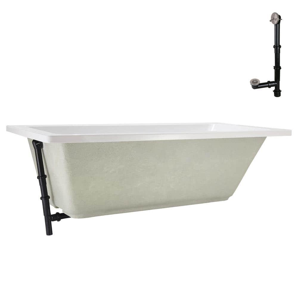60" x 32" Acrylic Soaking Drop-In Bathtub, Drain Included