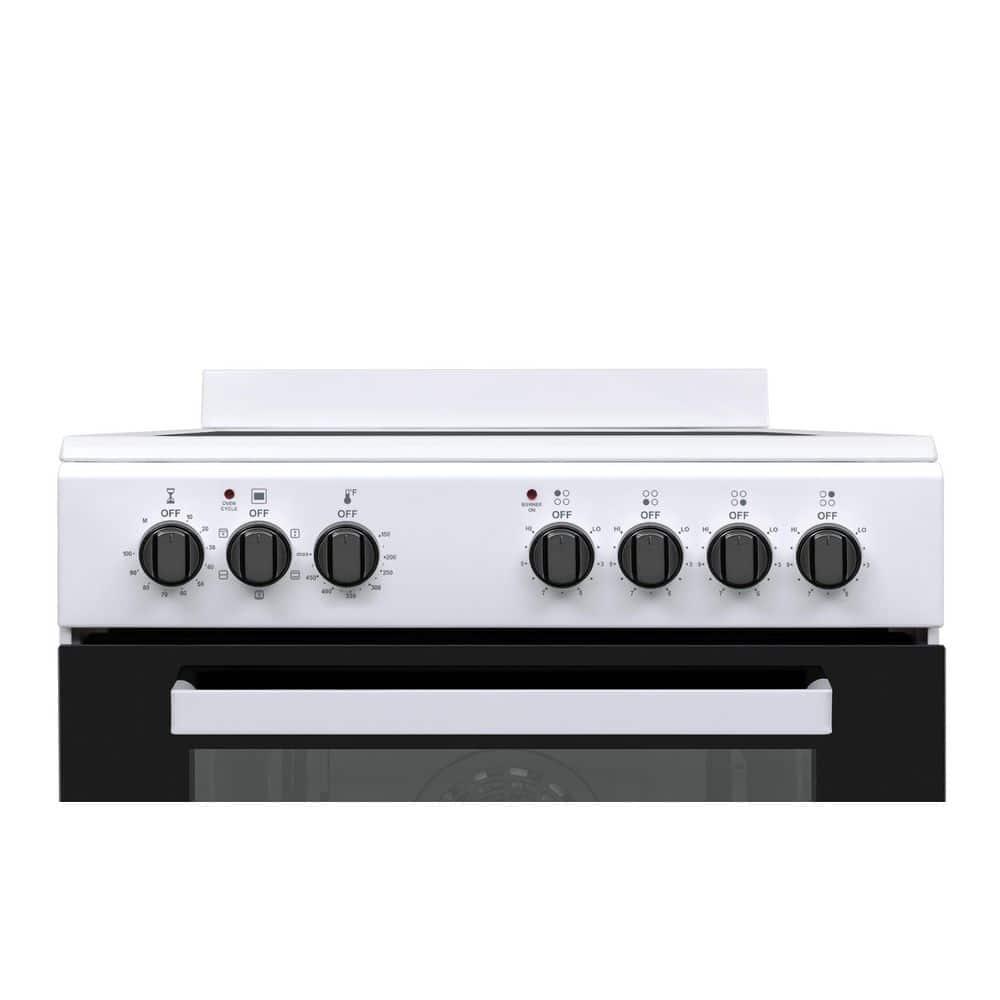 Premium Levella PREV2405VW 24" Vitroceramic Cooktop Electric Range with 4 Burners and 2.4 Cu. Ft. Single Convection Oven - White