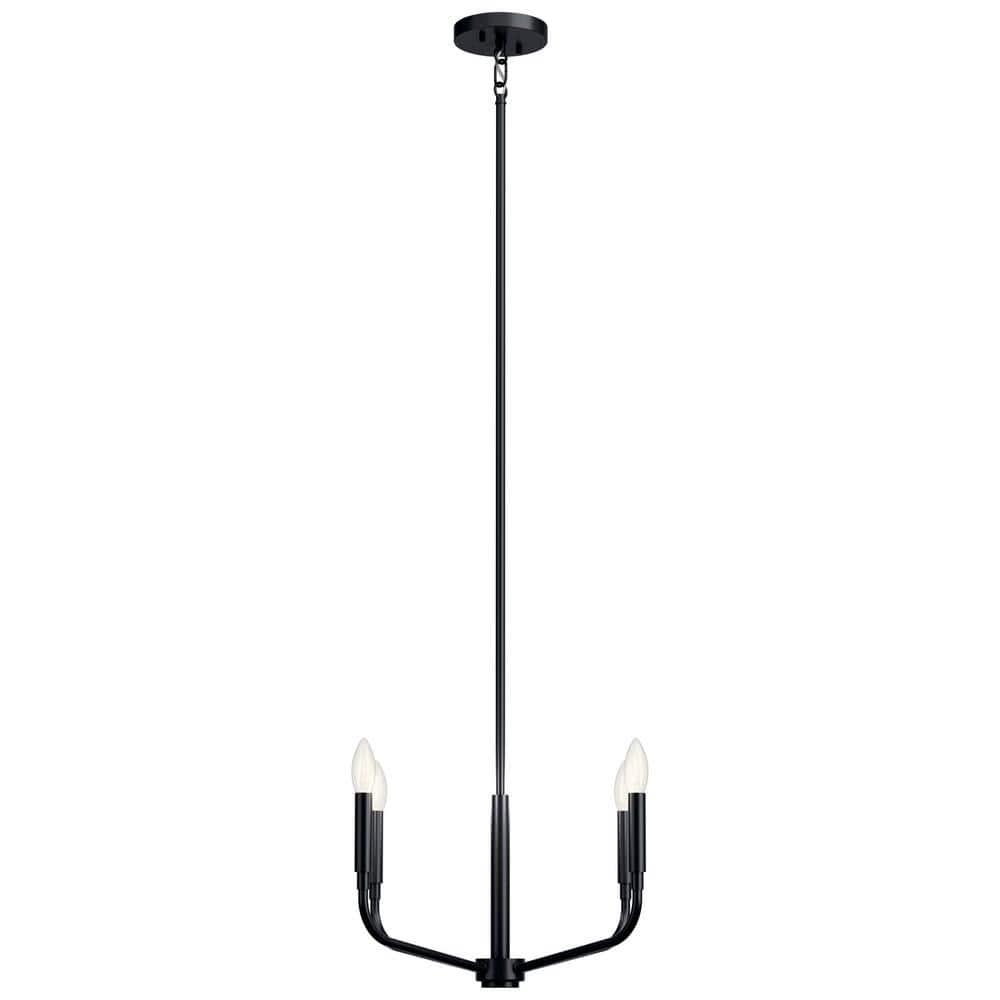 Black Mini 4-Light Candle Chandelier with Incandescent Bulbs