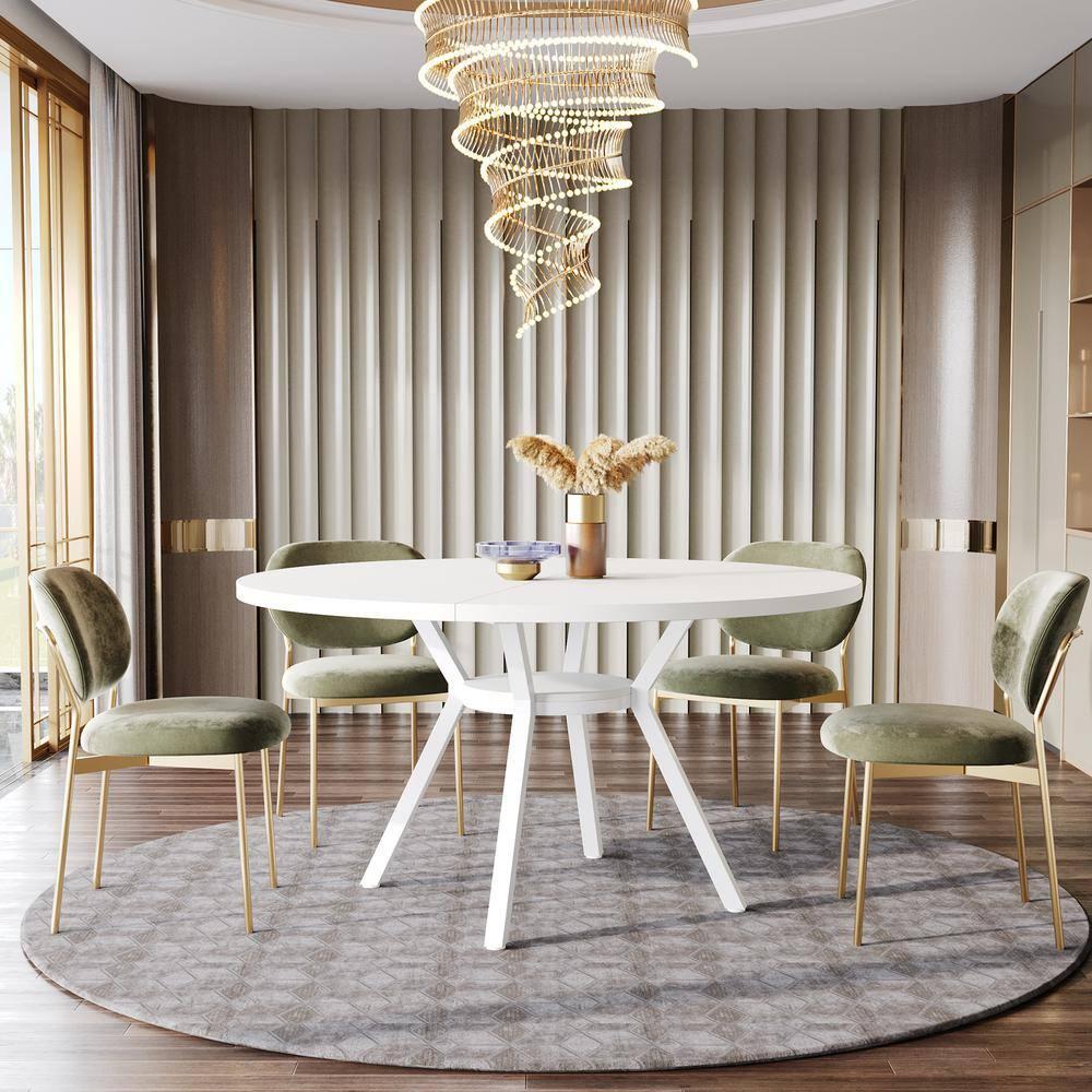 Tribesigns 47 Inch Round Dining Table, Modern Kitchen Table for 4, Small Dinner Table for Dining Room, Living Room, White (Only Table)