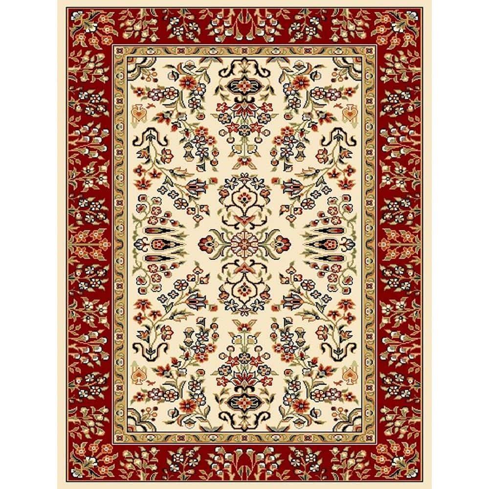 Lyndhurst Sarouk LNH331 Power Loomed Accent Rug - Ivory/Red - 3'3"x5'3" - Safavieh