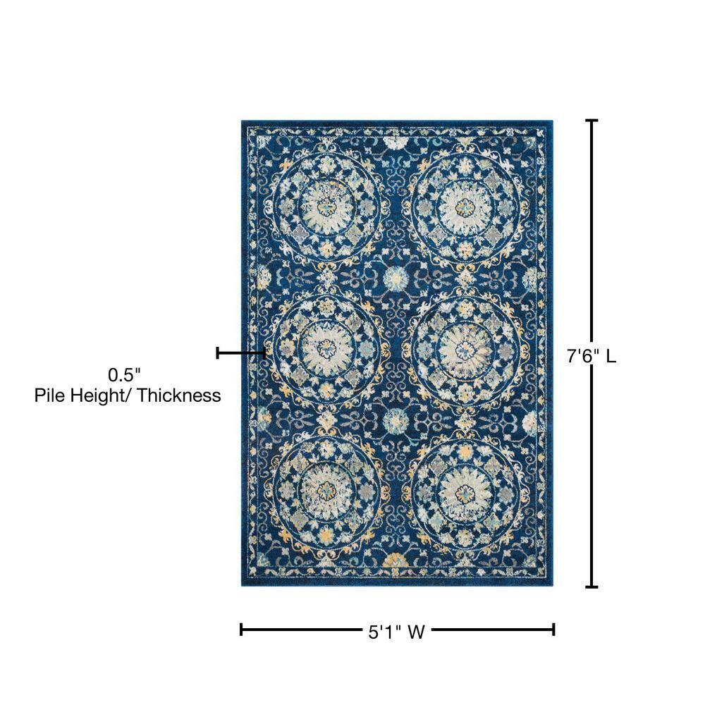 Evoke EVK252 Power Loomed Area Rug - Navy/Ivory - 5'3"x7'6" - Safavieh.