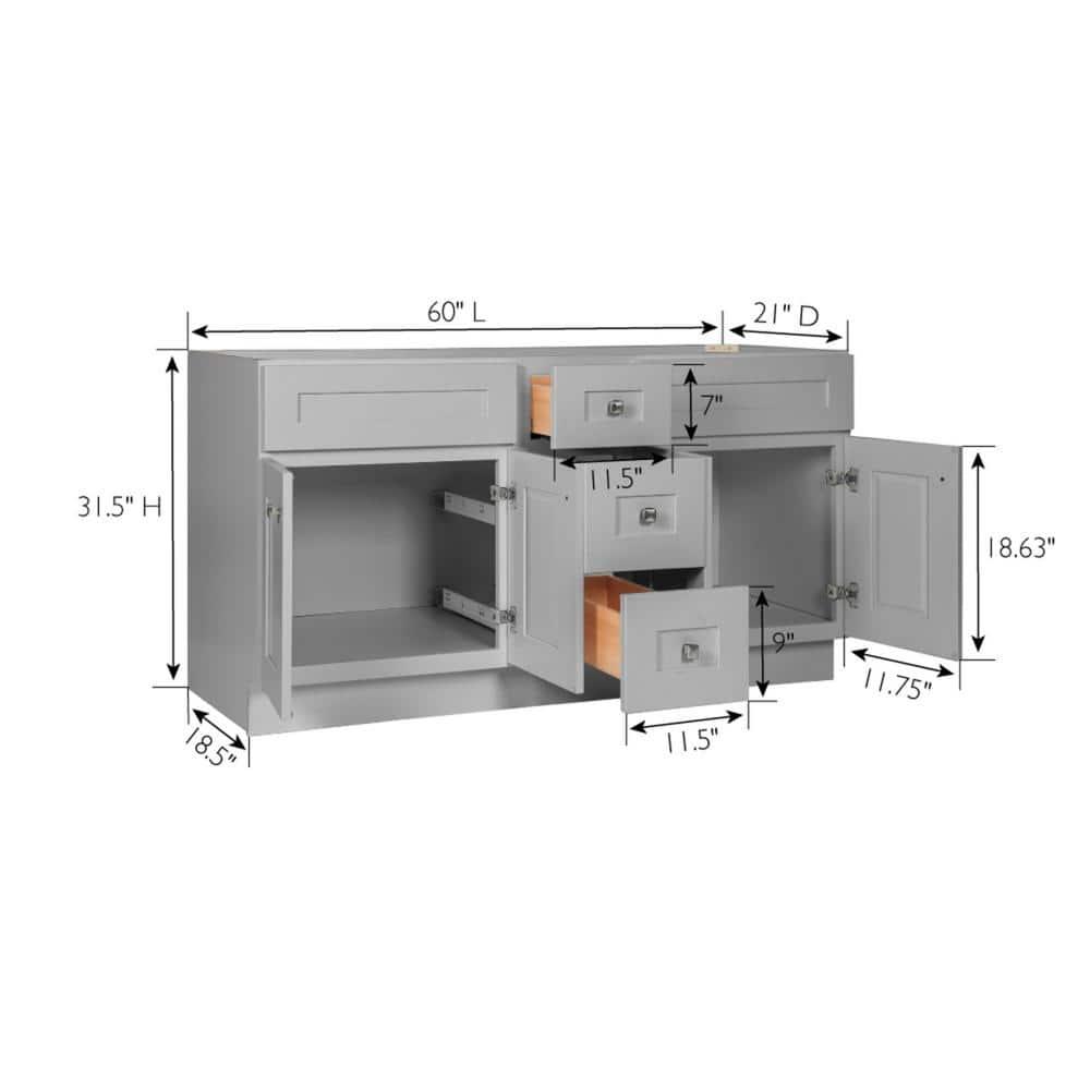 Design House Brookings 60 Inch Bathroom Vanity, Ready to Assemble, Solid Wood, Sherwin Williams – Design House, 599019-