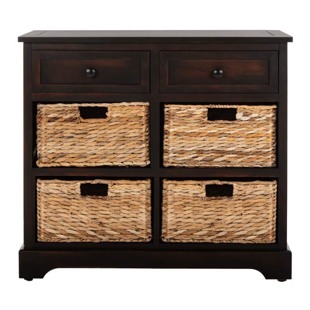 Herman Storage Unit with Wicker Baskets - Brown - Safavieh.