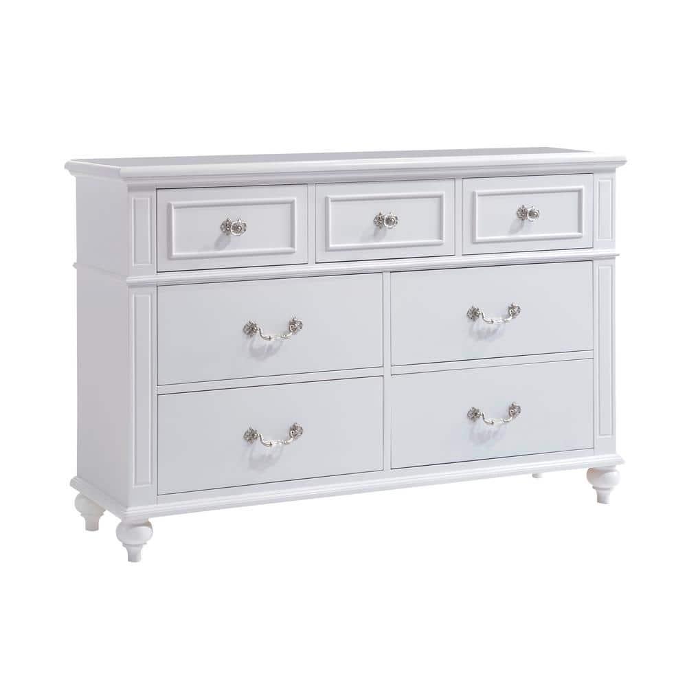 Picket House Furnishings Annie Dresser White: 5-Drawer Horizontal Storage, Wood Frame, Metal Glides