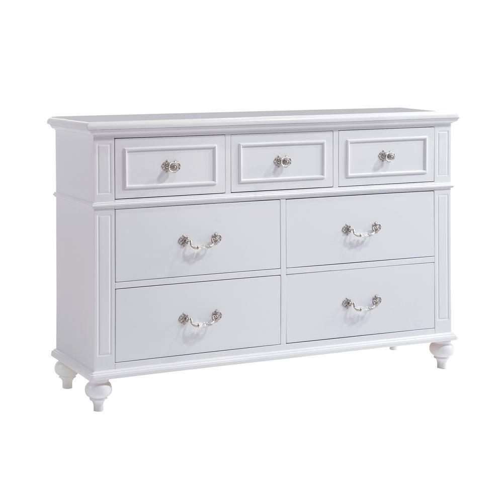 Picket House Furnishings Annie Dresser White: 5-Drawer Horizontal Storage, Wood Frame, Metal Glides