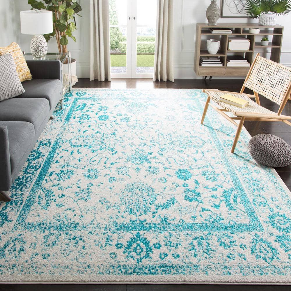 Adirondack ADR109 Machine Made Indoor Area Rug - Ivory/Teal - 8'x10' - Safavieh