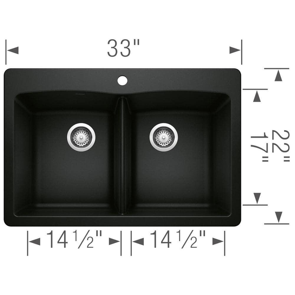 Diamond SILGRANIT 33" L x 22" W Double Bowl Drop-In/Undermount Kitchen Sink