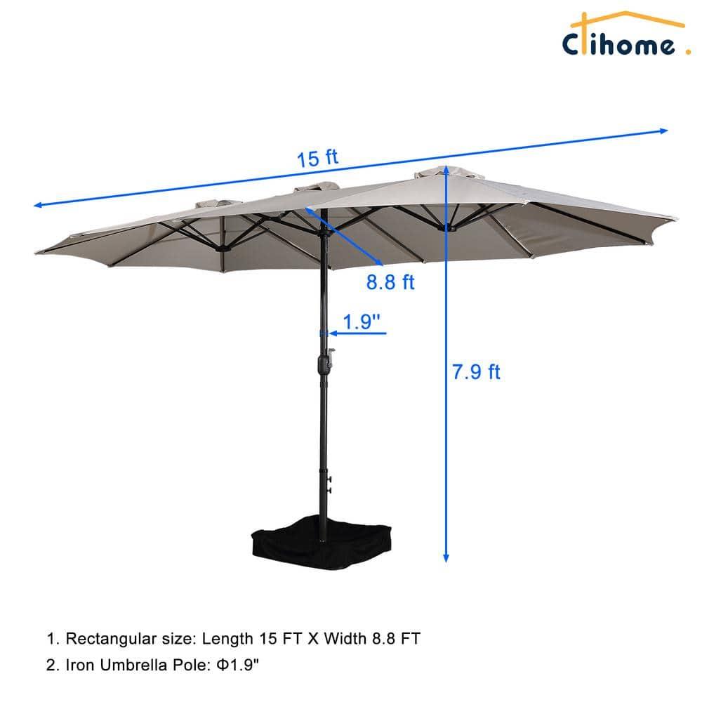 clihome 15 Ft Patio Market Umbrella with Base