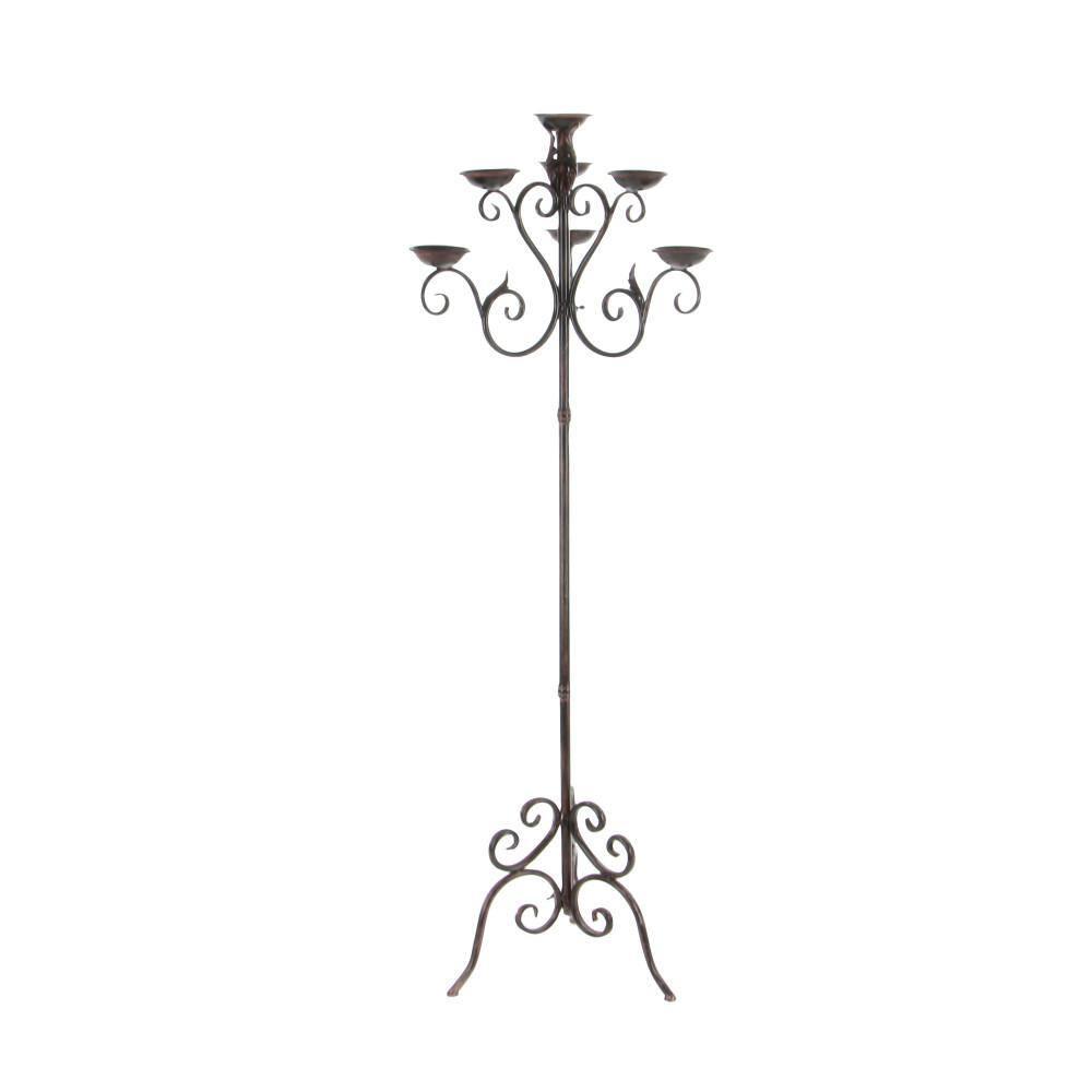 DecMode Candelabro Alto con Desplazamiento de Metal Marrón con 6 Soportes