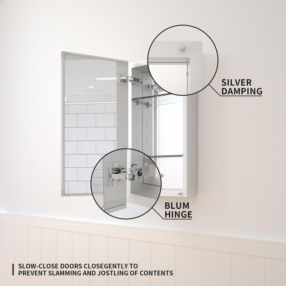 W 24'' H Frameless Medicine Cabinet Mirror 2 Adjustable