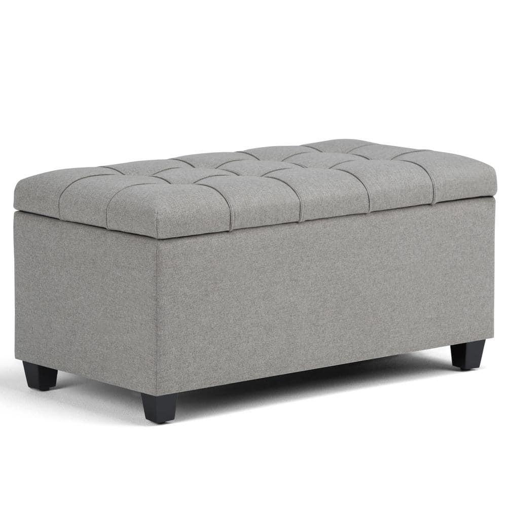 Simpli Home Sienna 33"W Upholstered Storage Ottoman Bench with Lift-Up Tufted Top