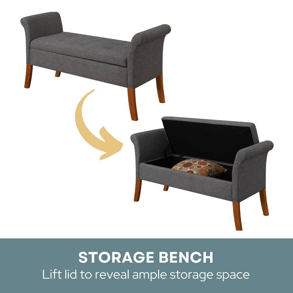 Convenience Concepts Designs4Comfort Garbo Storage Bench Ottoman, Soft Gray Fabric