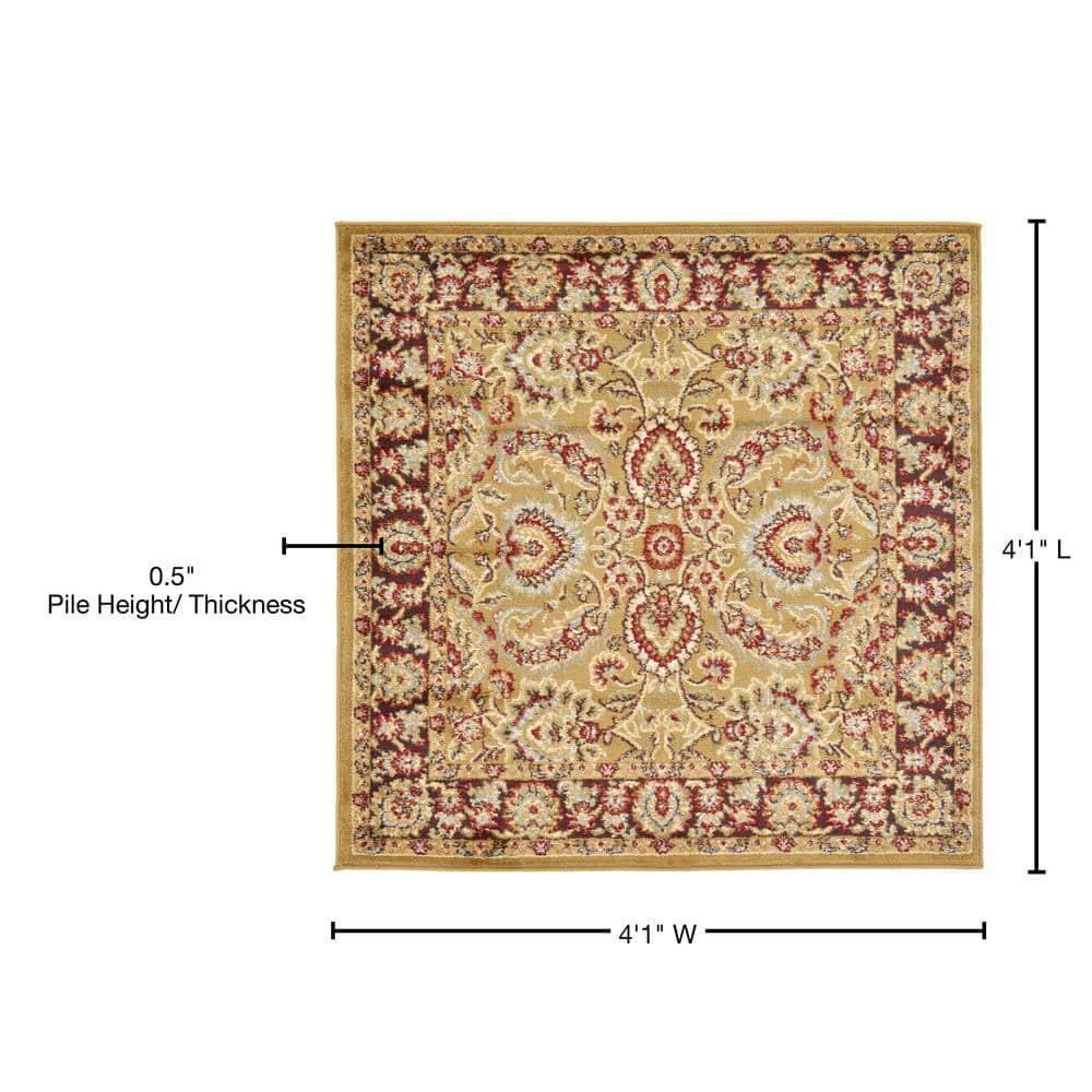 Unique Loom 4' 1 x 4' 1 Square Tan Voyage Asheville Area Rug