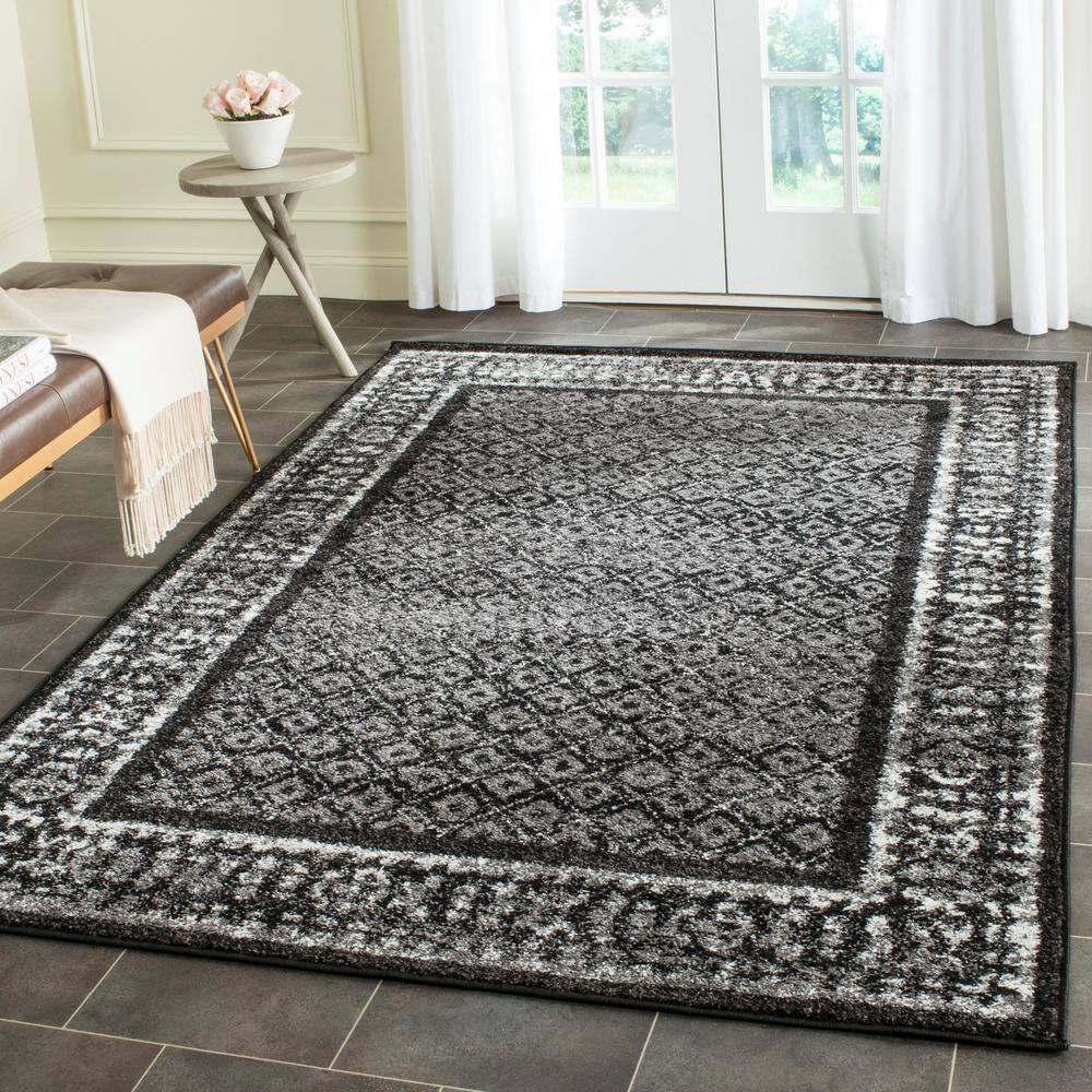 Adirondack ADR110 Machine Made Indoor Area Rug - Black/Silver - 6'x9' - Safavieh