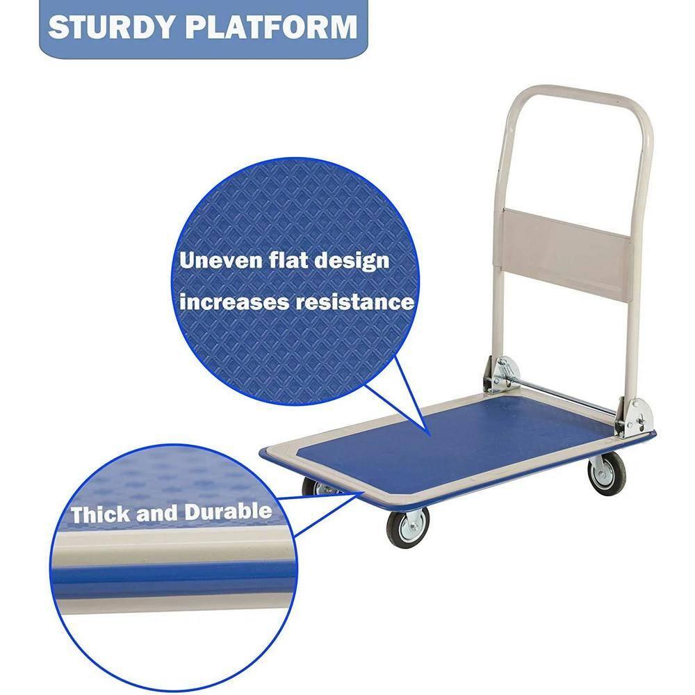Platform Truck Hand Flatbed Cart Dolly Folding Moving Push Heavy Duty Rolling Cart with 4 Wheels, 330 lbs Weight Capacity