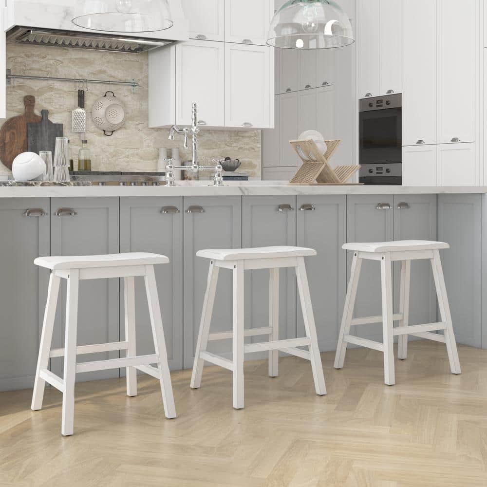 Hillsdale Furniture Moreno Backless 24" NonSwivel Counter Height Barstool Sea White: Wooden Kitchen Stool, Fixed Height