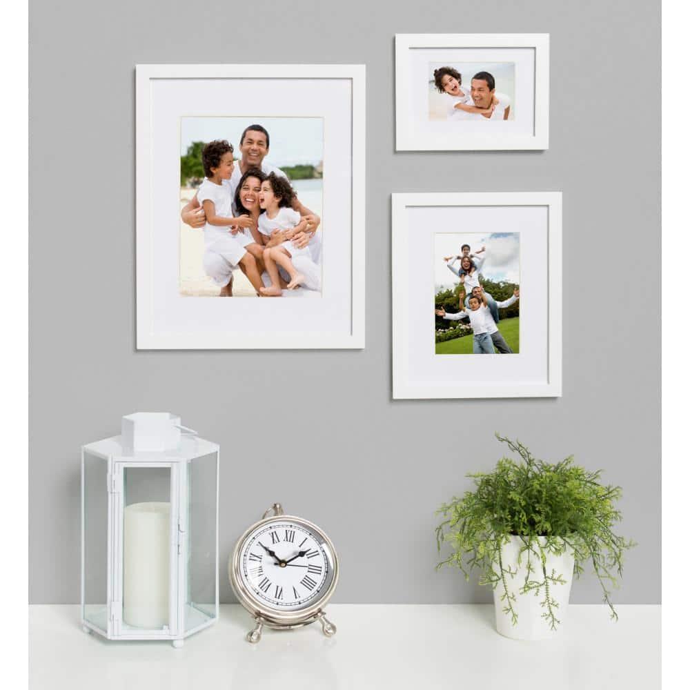 DesignOvation Gallery Rectangle Wood Wall Frame, 11x14 matted to 8x10, White
