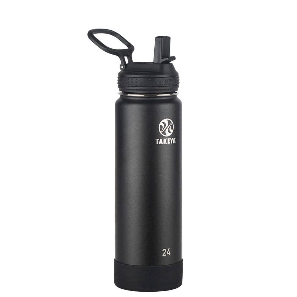 Takeya Actives Stainless Steel Water Bottle w/Straw lid, 24oz Onyx