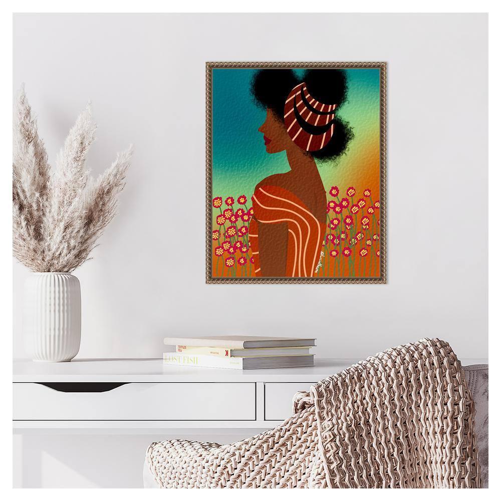 Amanti Art Lady in the Flower Field by Lorintheory Canvas Wall Art Print Framed 16 x 20-in.