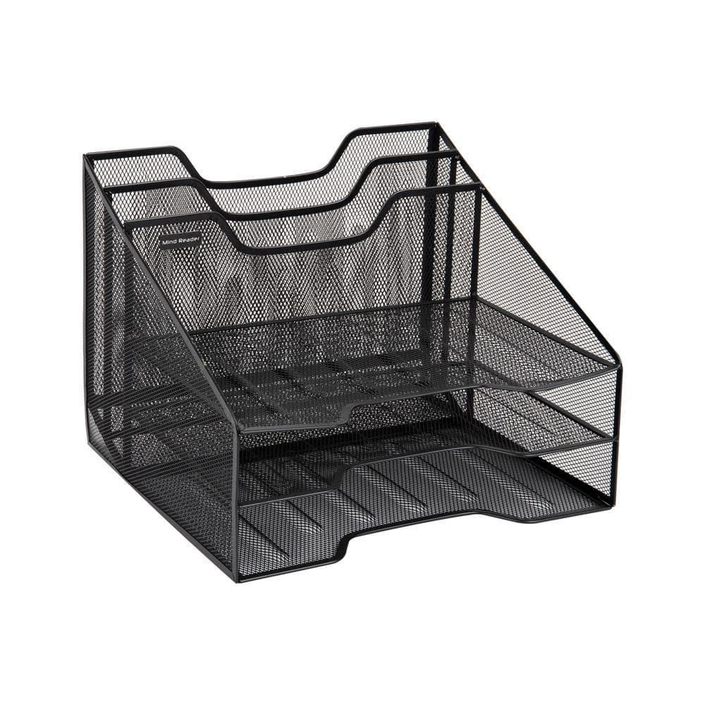 Mind Reader Desktop Organizer, Vertical File Holder, Paper Trays, Office, Metal Mesh, 12.5"L x 11.5"W x 9.5"H
