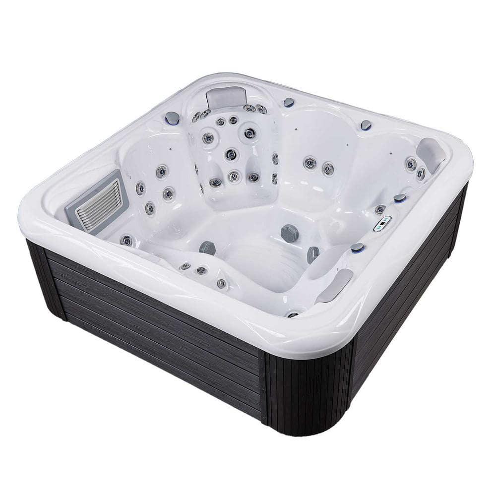 Buenospa New York 6 - Person 49 - Jet Acrylic Square Hot Tub with Ozonator and Cover in White