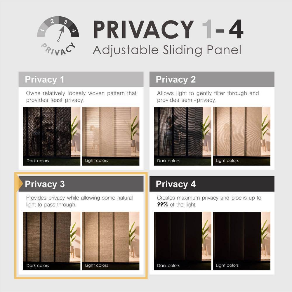 GoDear Design Adjustable Sliding Panel Track Blind 45.8"- 86" W x 96" H, Vertical Blinds, Light Filtering, Peppercorn