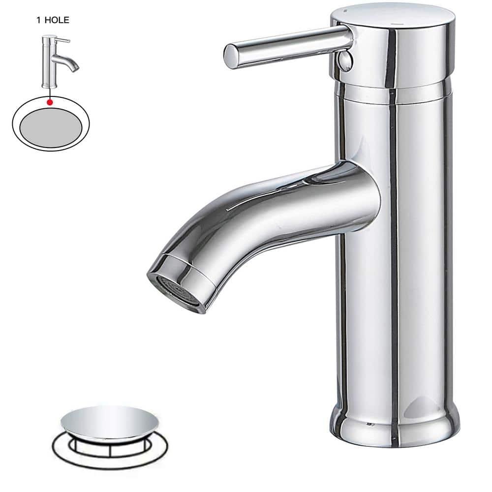 Single-Hole Single-handle Bathroom Faucet with Drain Assembly
